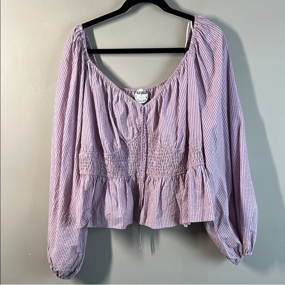 ARULA Pink and Purple Striped Women's Top